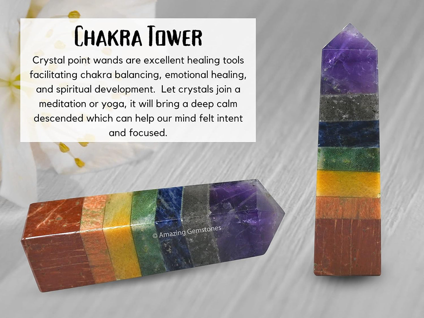 Amazing Gemstone Seven Chakra Crystal Towers ~ Natural Healing Crystal Point Obelisk for Reiki Healing and Crystal Grid (2 to 3 INCH)