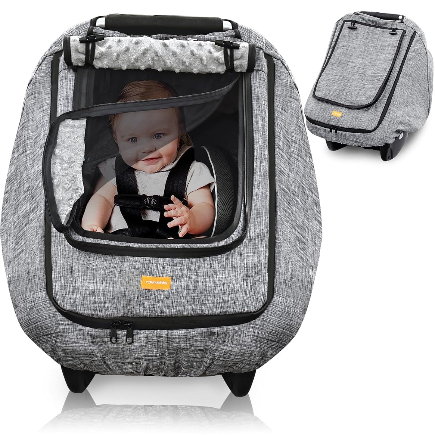 Waterproof Baby Car Seat Cover，Cold Weather Carseat Cover for Babies,Infant Car Seat Cover Canopy for Boy Girls,Windproof Car Seat Canopy for Boys & Girls, Keeps Babies Warm and Cozy