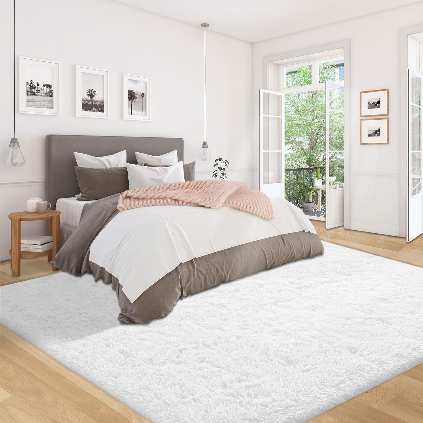 5x8 Area Rug for Living Room: Fluffy Shag Soft Washable Rugs Fuzzy Plush Indoor Carpet for Bedroom Nursery Playroom Dorm Kids Girls Boys Room (White, 5'x8')