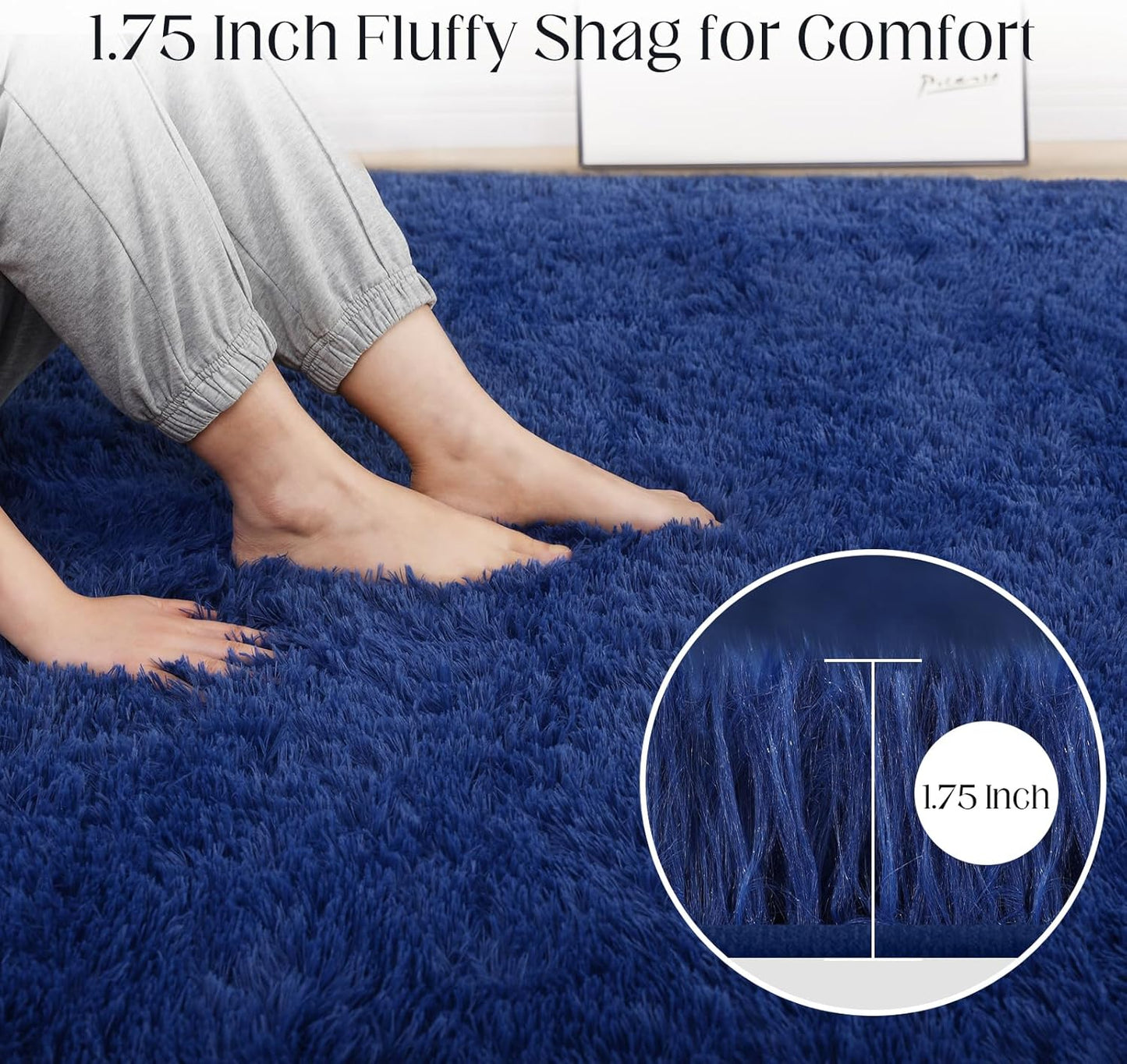 4x6 Blue Rug, Area Rugs for Living Room, Soft Plush Area Rugs for Bedroom, Non-Slip Indoor Carpet for Nursery, Study Room, Playroom, Home Decor