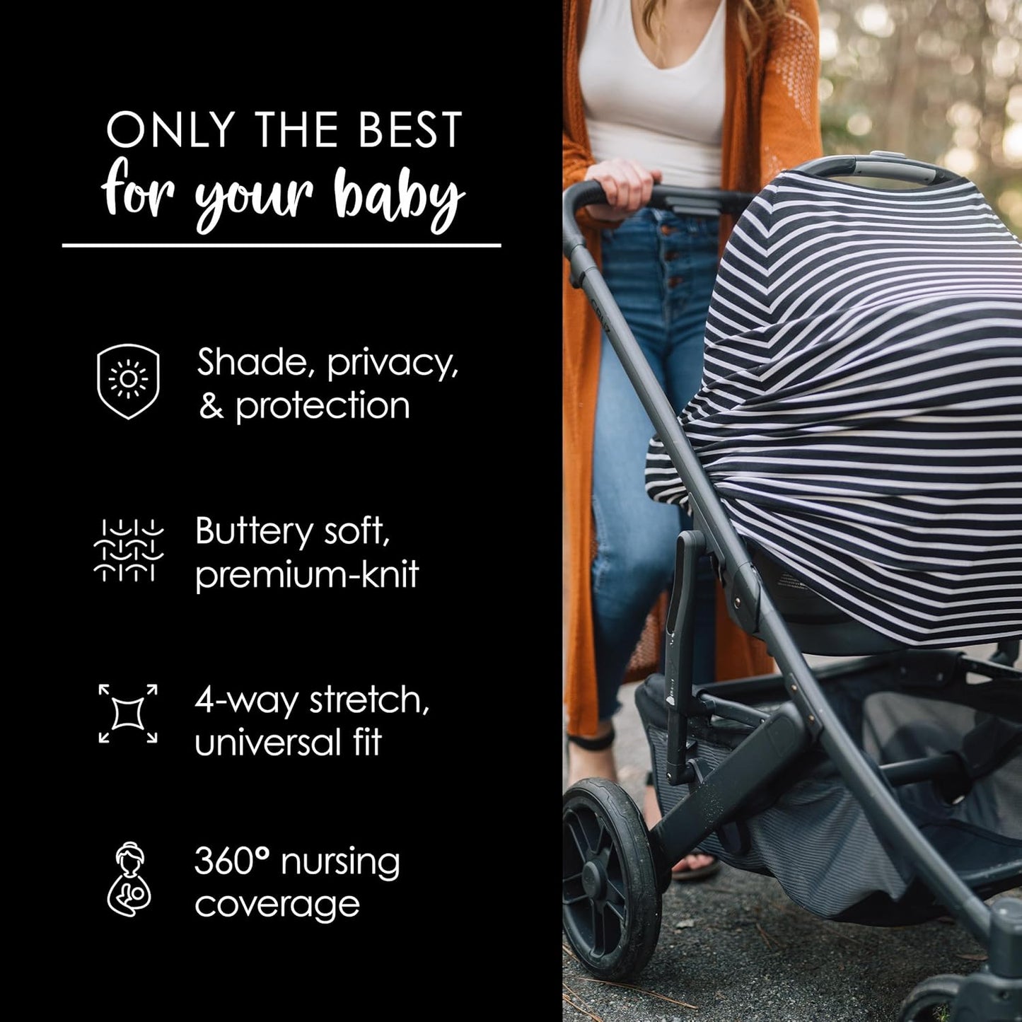 Milk Snob Original 5-in-1 Cover - Nursing Cover for Breastfeeding - Baby Car Seat Cover, Carseat Canopy & Stroller - Essential All-in-One Cover - Gift for Mom, Baby (Modern Stripe)