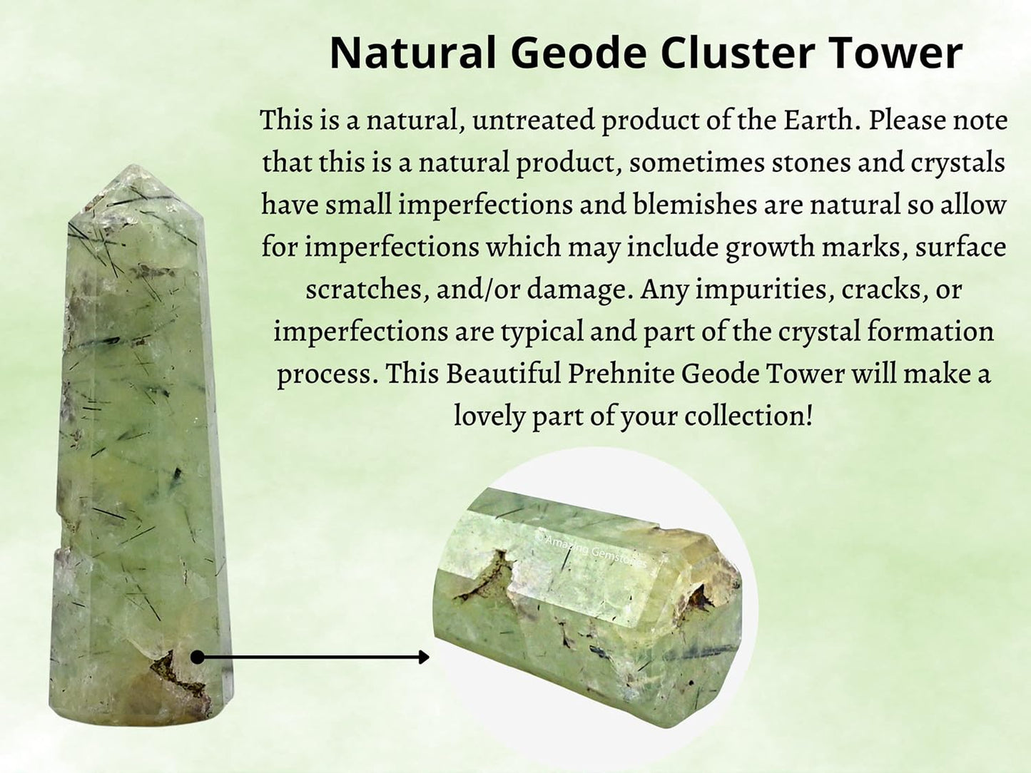 Amazing Gemstone Prehnite Crystal Towers - Natural Healing Crystal Point Obelisk for Reiki Healing and Crystal Grid (2 Inch to 3 Inch)