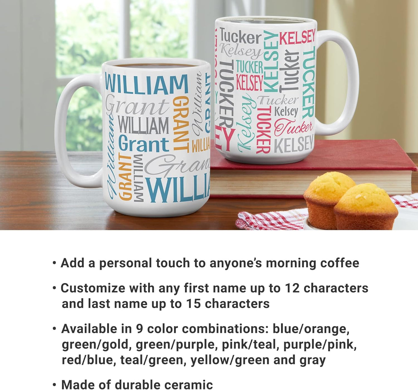 Let's Make Memories Personalized Your Name Signature Mug - Custom 15oz Coffee Mug - Stocking Stuffer - For Christmas Gray