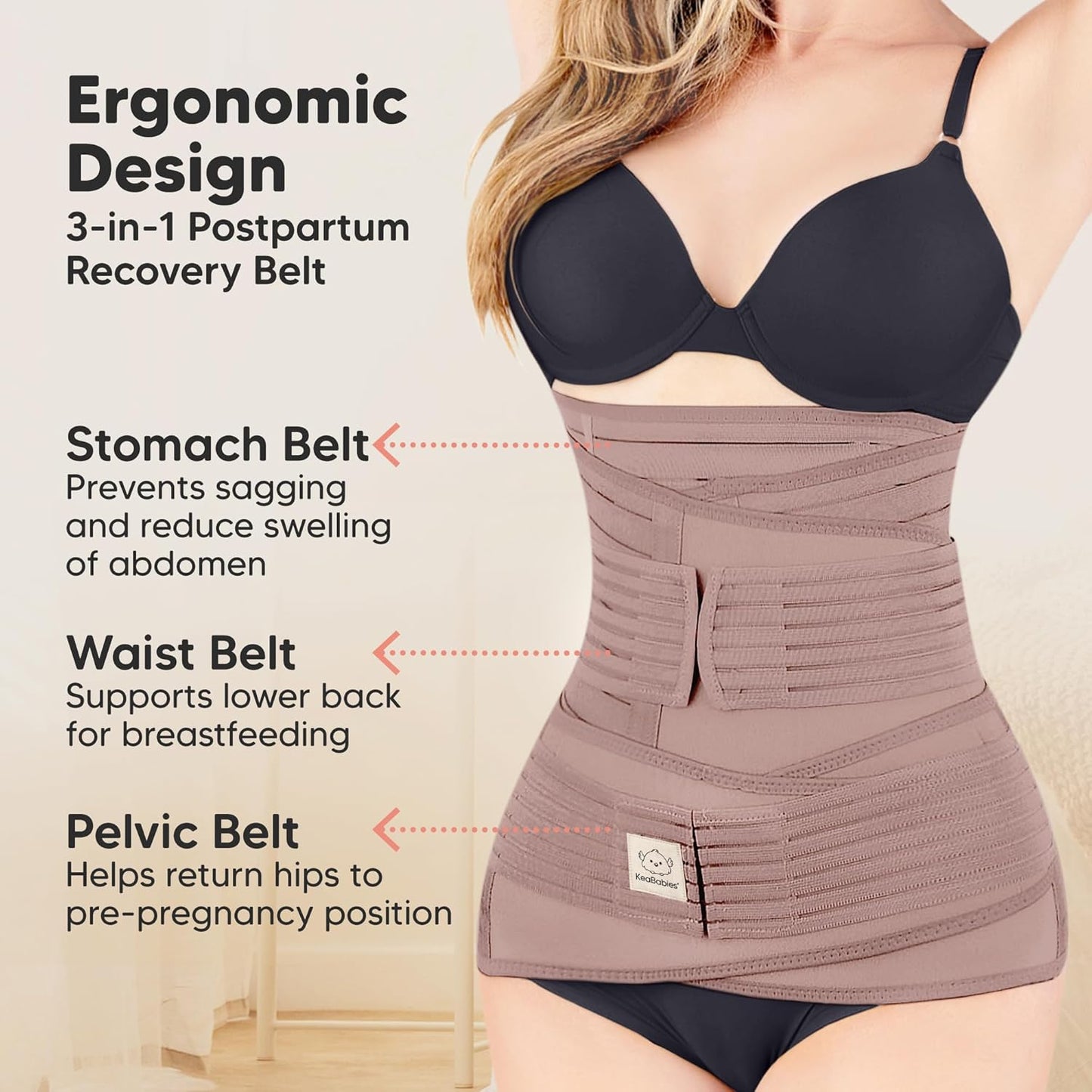 3 in 1 Postpartum Belly Support Recovery Wrap – Postpartum Belly Band, After Birth Brace, Slimming Girdles, Body Shaper Waist Shapewear, Post Surgery Pregnancy Belly Support Band (Dusty Plum, XL)