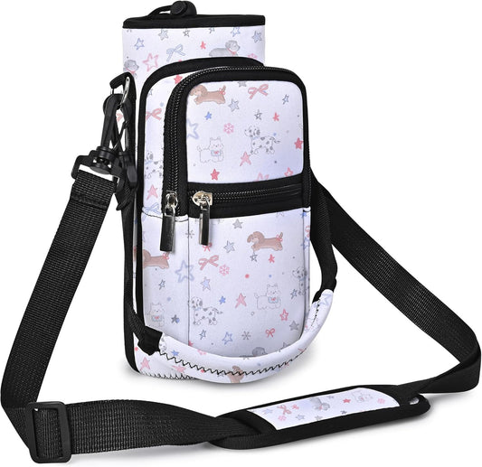 AUPET Water Bottle Sling Bag Sleeve Holder Carrier 25/32/40/64 oz,Insulated Crossbody Water Bottle Case Cover with Strap and Pockets for Men/Women Walking Hiking