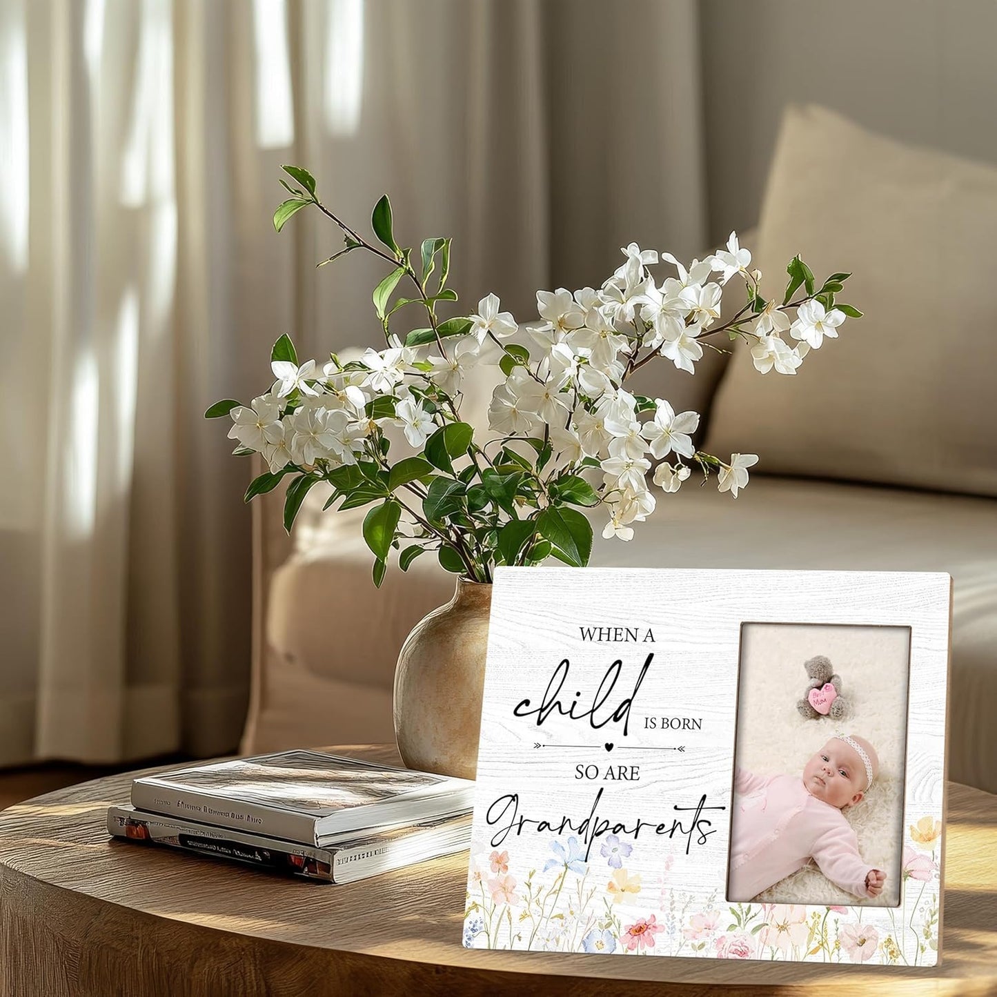 New Grandparents Picture Frame - Grandparents Gifts, Grandparents Baby Announcement Frame, When a Child Is Born so Are Grandparents Wooden Picture Frame for Tabletop or Wall Hanging 4x6