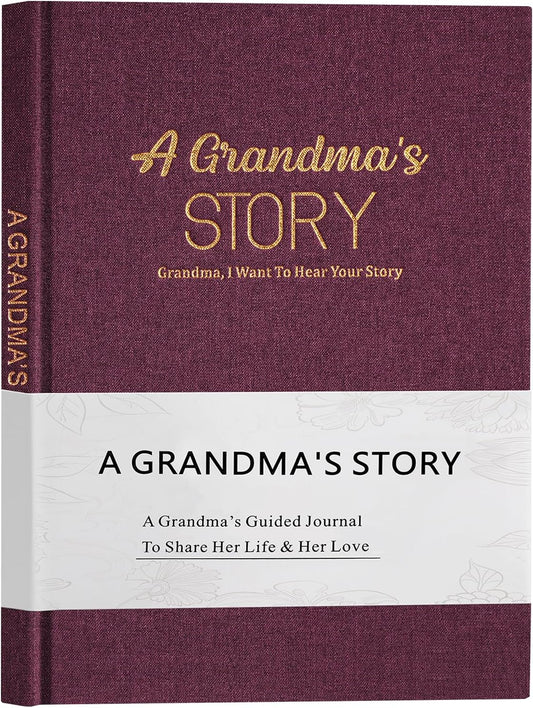 Artmag Grandma's Life Story Journal Family Keepsake Book Linen Hardcover for Grandma to Share Her Memories, with 250+ Prompt Questions Gift for Birthday Mother's Day Christmas (Purple)