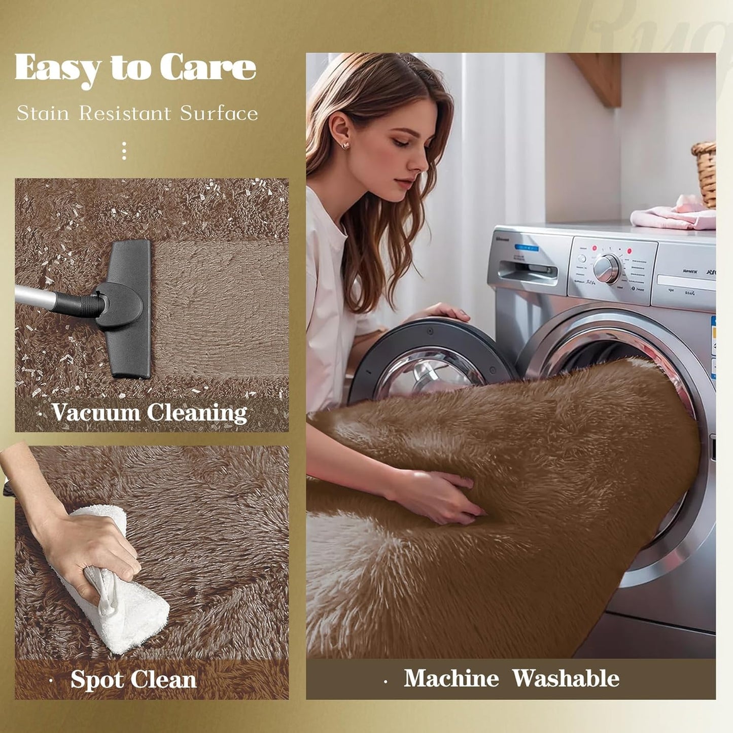 2x6 Runner Rug for Bedroom: Fluffy Shag Soft Washable Rugs Small Fuzzy Plush Indoor Carpet for Hallway Bedside Dorm Kids Girls Boys Room (Coffee, 2'x6')