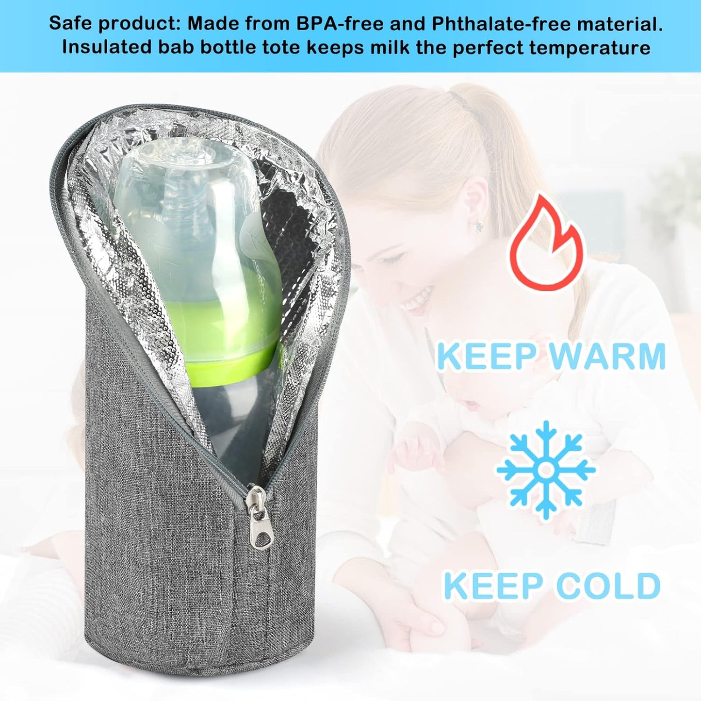 Accmor Baby Bottle Cooler Tote Bags, Insulated Breastmilk Cooler Bag, Nursing Bottle Warmer Bag for Nursing Mom Daycare Travel