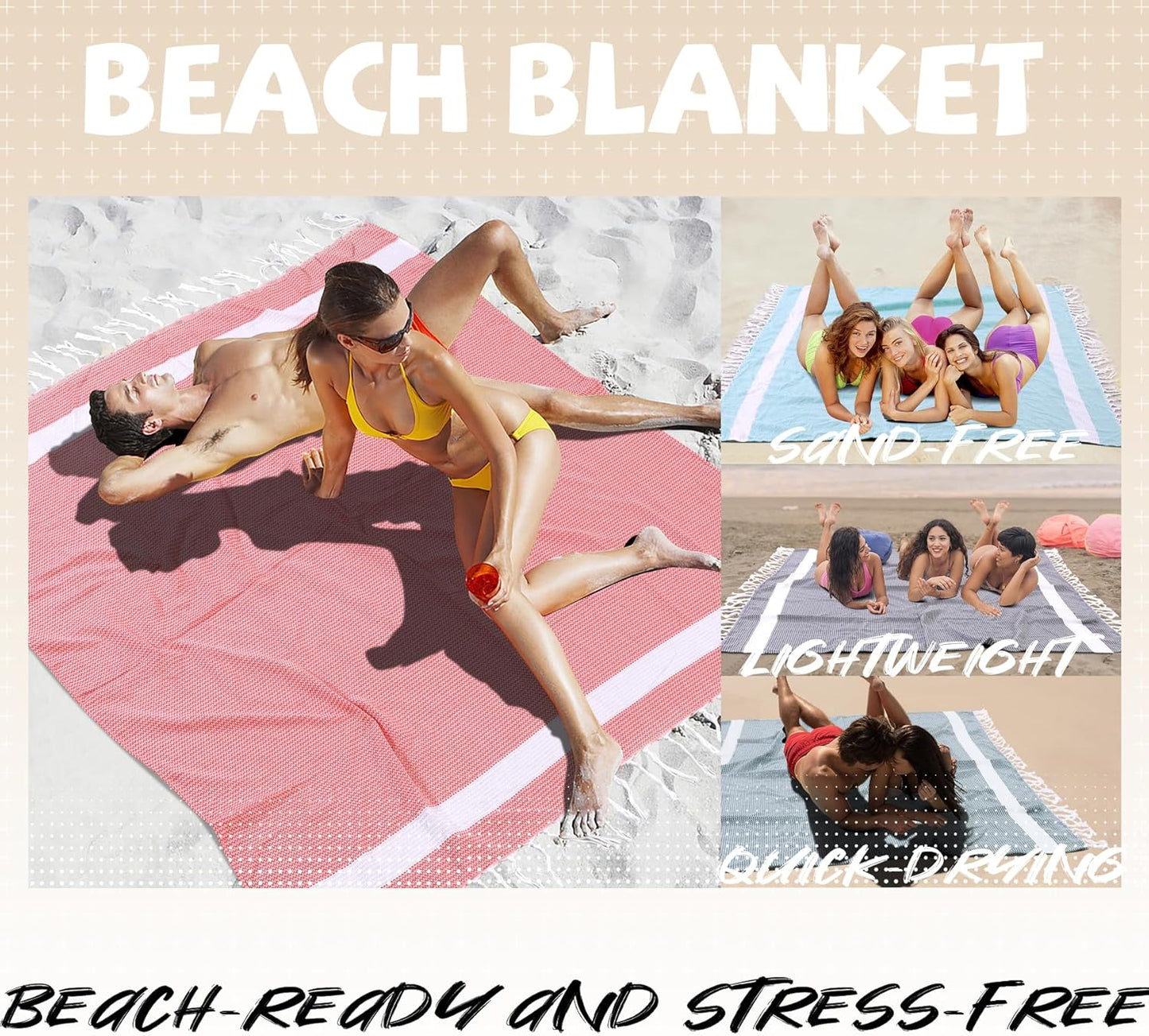 Jumbo Turkish Beach Towel Blanket Picnic Ourtdoor Mat Oversized Sandproof Fast Dry Thin Extra Large Xl Huge Linen Compact Organic Cotton Summer Vacation Gifts Travel Essential Cruise Ship Necessities