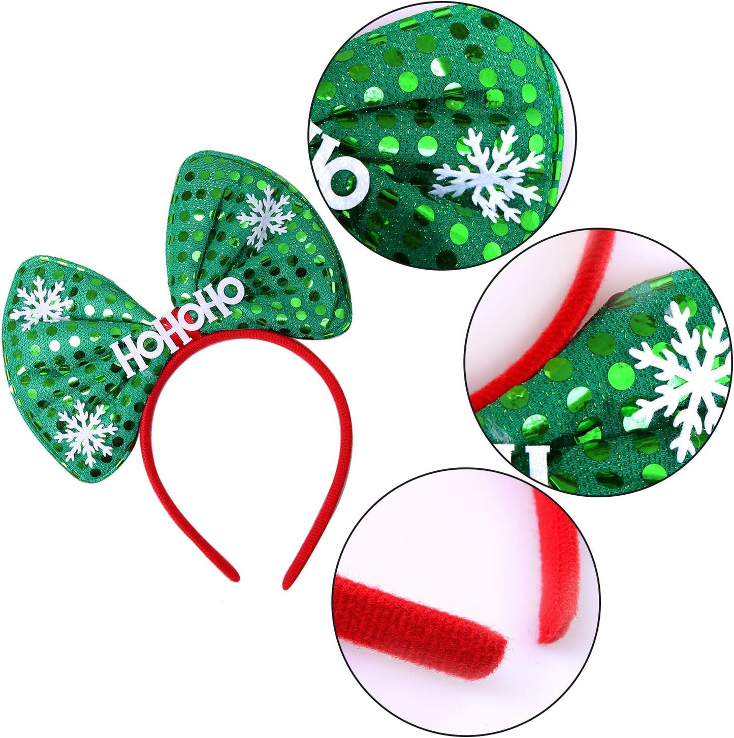 Aneco 6 Pack Christmas Bow Headband Party Hats Hair Hoop Holiday Decoration Headdress for Xmas Party Supplies