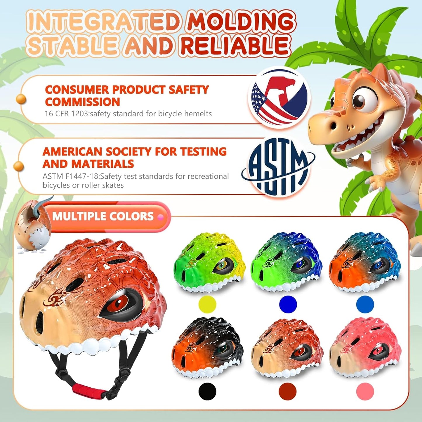 Toddler/Kids Bike Helmet Set for Boys Girls 3D Adjustable Kids Helmet Protective Gear Set Knee Elbow Wrist Pads and Multi-Sports Skateboard Scooter Cycling Roller Balance Bike