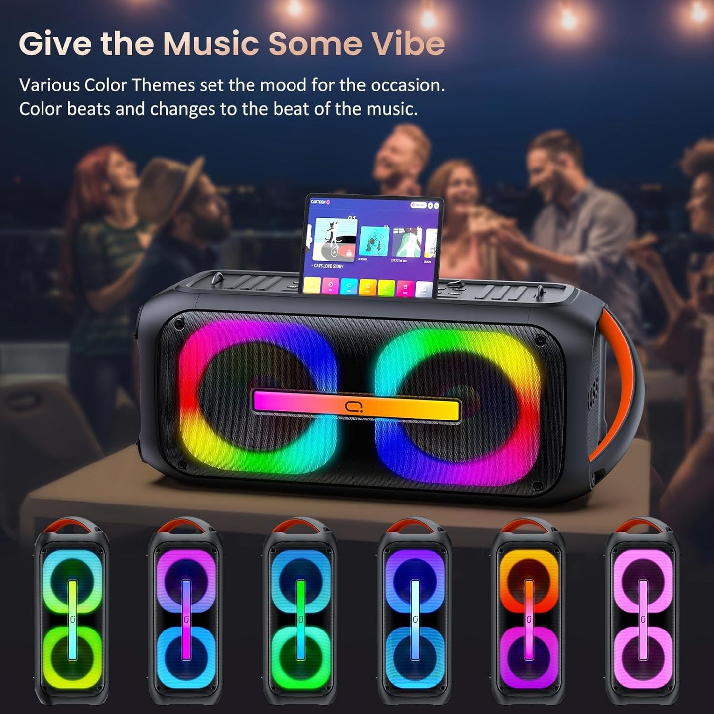 JYX Bluetooth Speaker with 2 Dual 60W 6.5" Subwoofer, PA System with 2 Wireless Mics, TWS Stereo Sound, Deep Bass & Recording for Party, 400W Peak Power Karaoke Machine