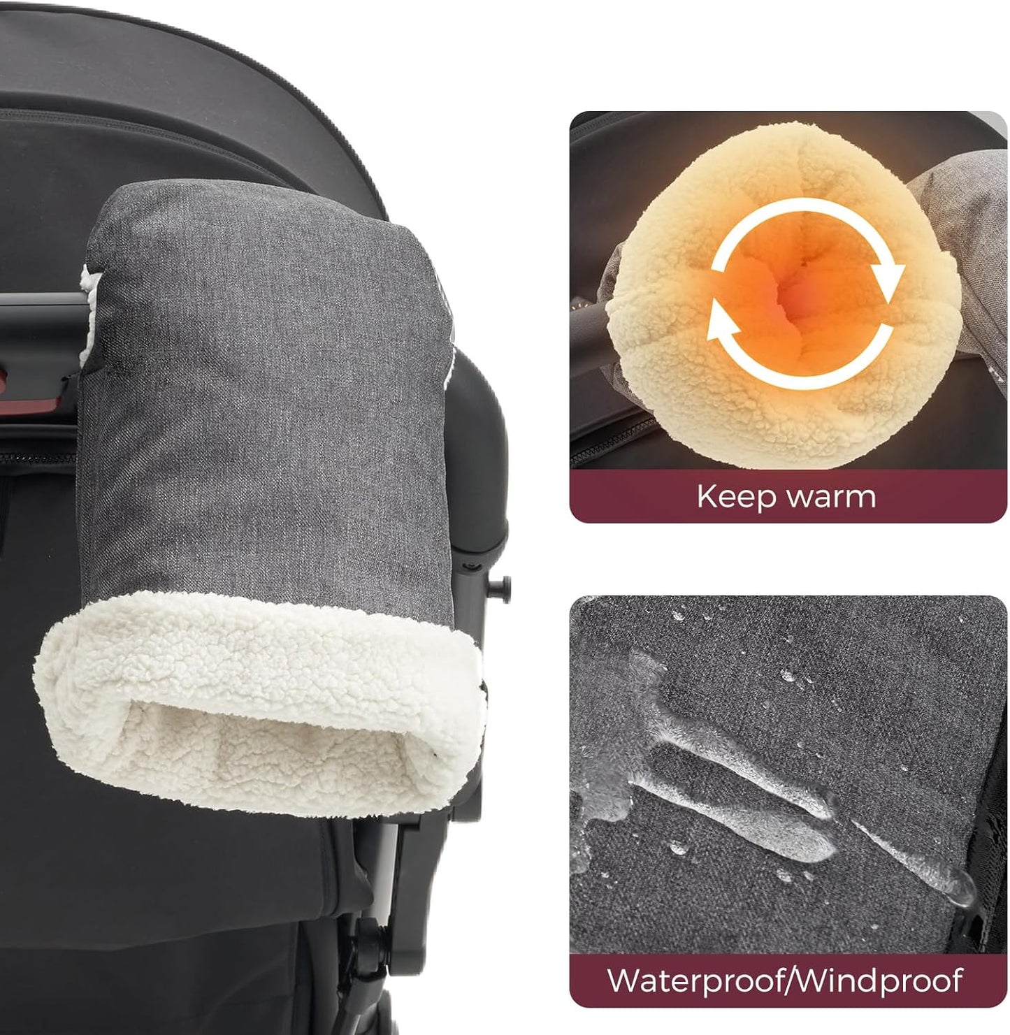 Momcozy Stroller Gloves Warmmuffs | Universal Winter Anti-Freeze Stroller Mittens | Winter Handmuff Stroller Accessories | Ultra-Plush,Weather-Proof | Foldable Adjustable | Shopping Golf Pet Cart