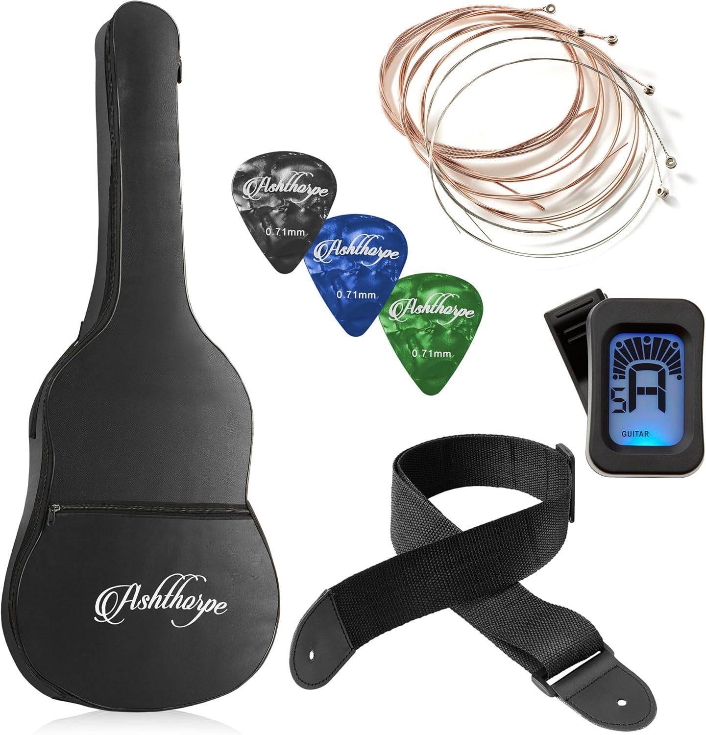 Ashthorpe 30-inch Beginner Acoustic Guitar Package (Blue), Basic Starter Kit w/Gig Bag, Strings, Strap, Tuner, Picks