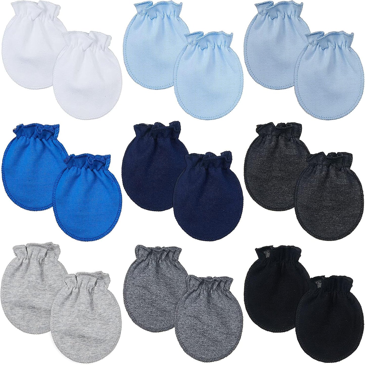 9 Pairs Newborn Baby Boys Girls Mittens 0-6 Months Infant Toddler Mittens No Scratch Solid Color Gloves