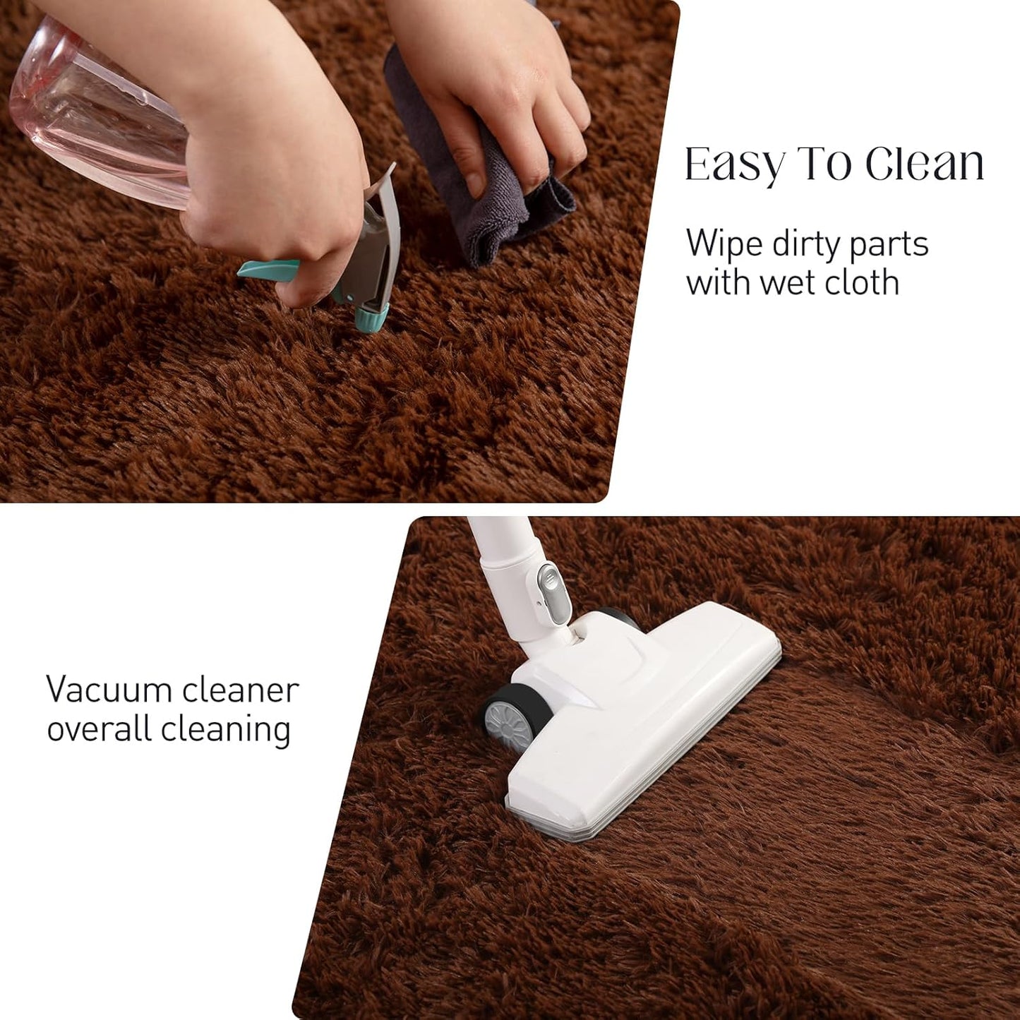 Area Rugs 8x10, Fluffy Rugs for Living Room, Ultra Soft Rugs for Bedroom, Non-Slip Indoor Carpet for Nursery, Kids Room, Playroom, Home Decor, Brown