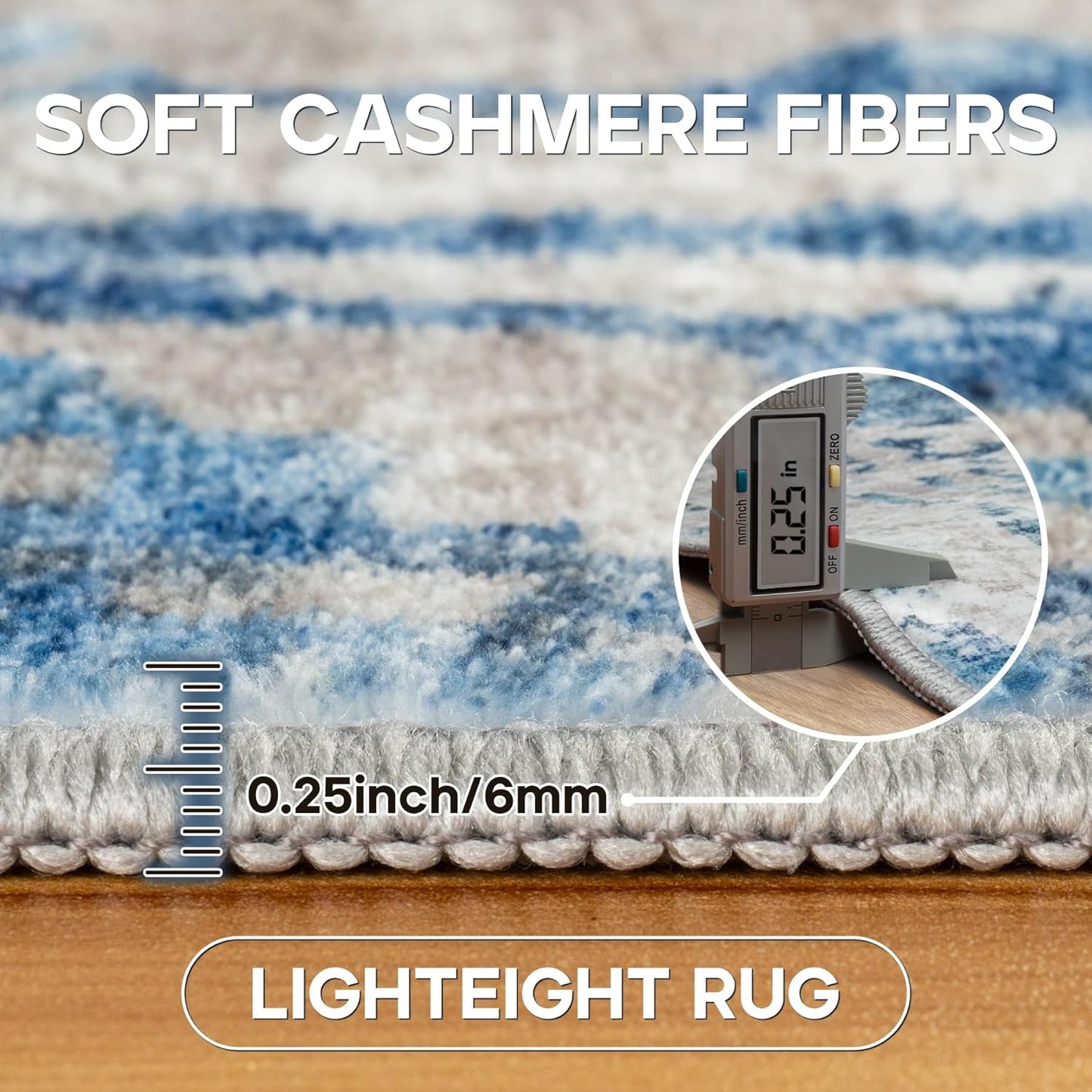 9x12 Area Rugs for Living Room Rug Washable: Modern Large Rug for Dining Room Bedroom Carpet Non Slip 9 by 12 Indoor Abstract Nursery Home Office Blue White