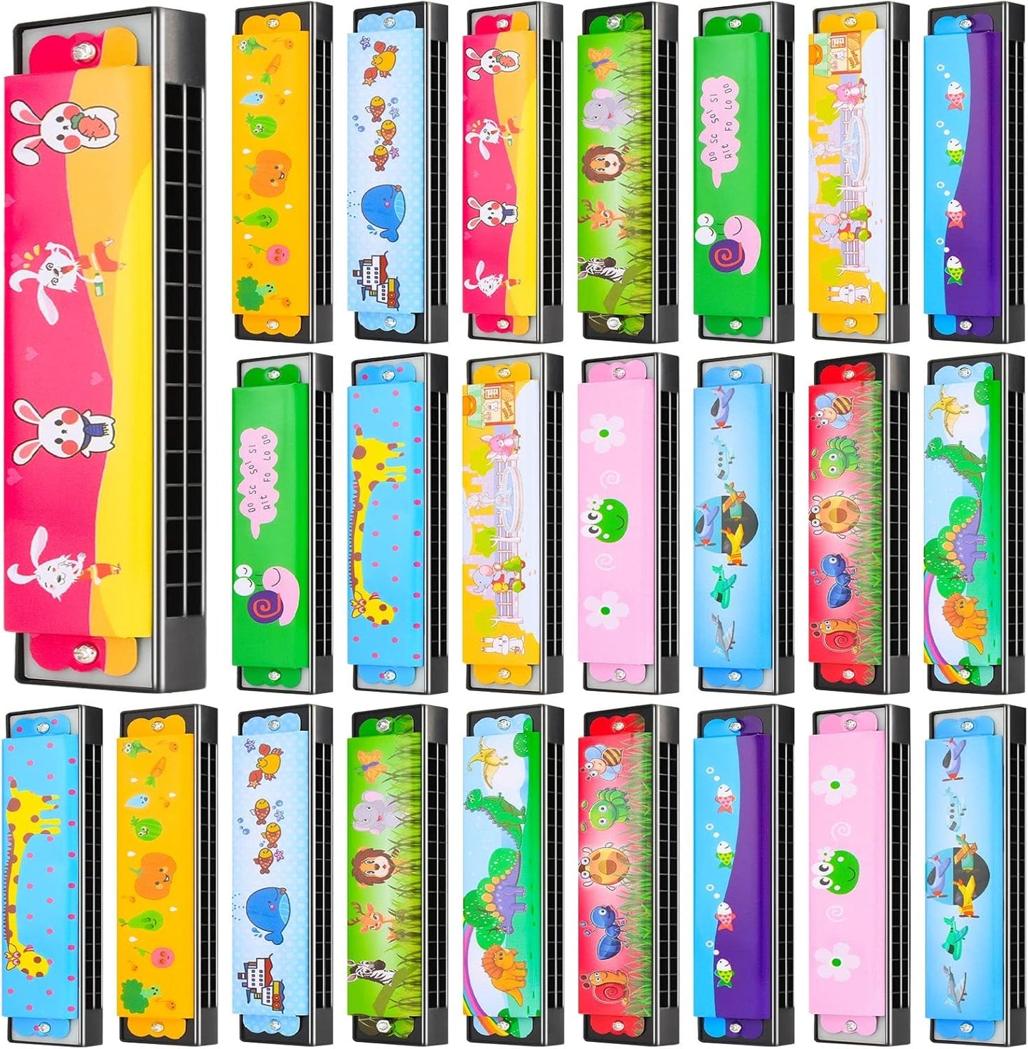 24 Pcs Harmonica for Kids Lightweight Harmonicas with Double Row of 16 Holes, Harmonica for Toddler Kids Adult Beginners' Musical Instrument Toy (Over 3 Years Old)