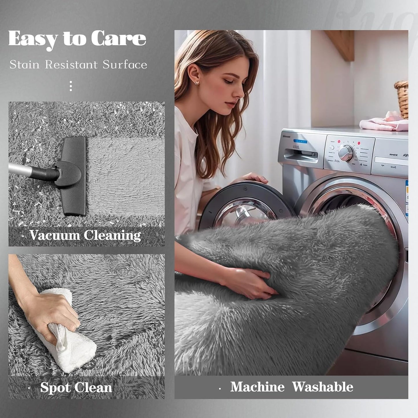 5x7 Area Rug for Living Room: Fluffy Shag Soft Washable Rugs Fuzzy Plush Indoor Carpet for Bedroom Nursery Playroom Dorm Kids Girls Boys Room (Dark Grey, 5'x7')