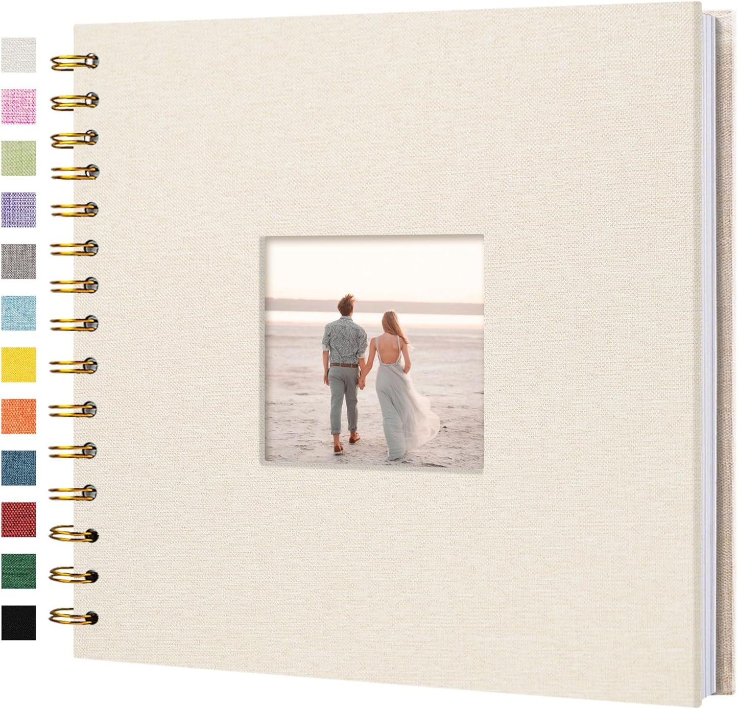 8 x 8 Inch Scrapbook Photo Album Linen Cover, Hardcover Kraft White Pages Memory Book, for Travel Wedding Guest Book Christmas Baby Shower (20 Sheets/ 40 Pages,Beige)
