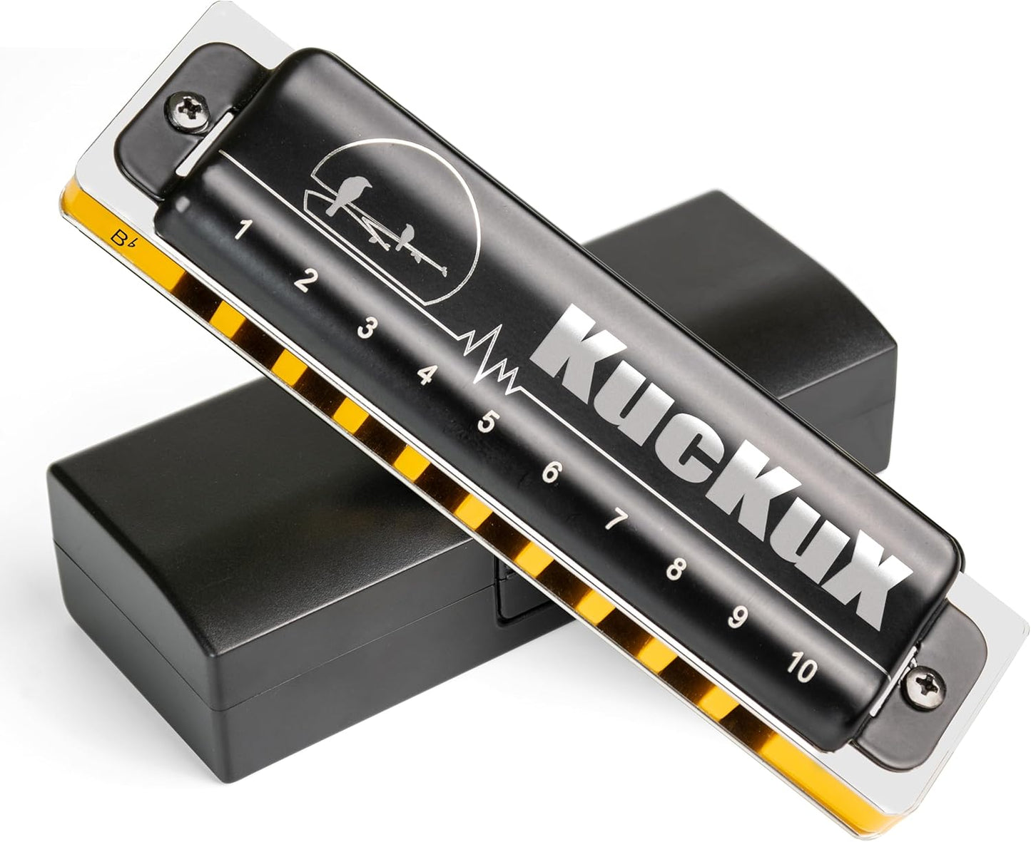 Diatonic Harmonica of B flat Key,Blues Mouth Organ 10 Hole 20 Tones, Reed of Phosphor Bronze, ABS Combo, Easy-Clean Cover,10 Hole Blues Harp for Adult, Beginner