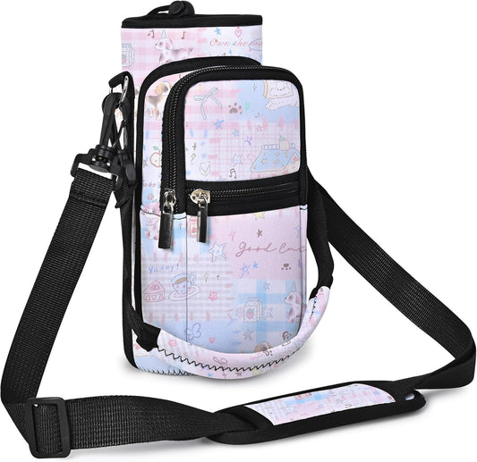 AUPET Water Bottle Sling Bag Sleeve Holder Carrier 25/32/40/64 oz,Insulated Crossbody Water Bottle Case Cover with Strap and Pockets for Men/Women Walking Hiking