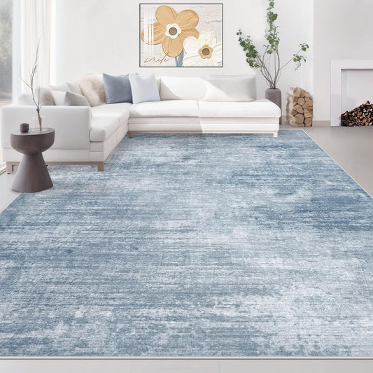 Area Rugs 10x14 Living Room: Washable Rug Modern Abstract Large Rugs Soft Non Slip Neutral Rug Stain Resistant Indoor Carpet for Bedroom Kitchen Dining Room Home Office Rugs(Blue, 10'x14')