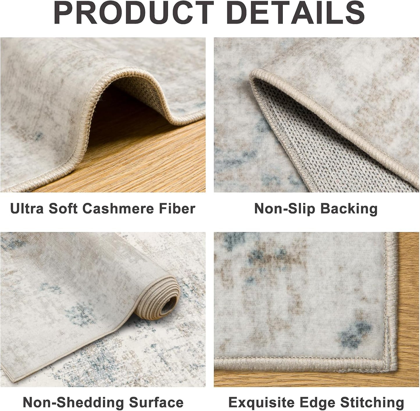 8x10 Area Rugs for Living Room - Washable Rug Modern Abstract Soft Large Neutral Non-Slip Carpet Indoor Floor Stain Resistant Thin Carpets for Bedroom Dining Room Farmhouse Nursery Home Office Multi