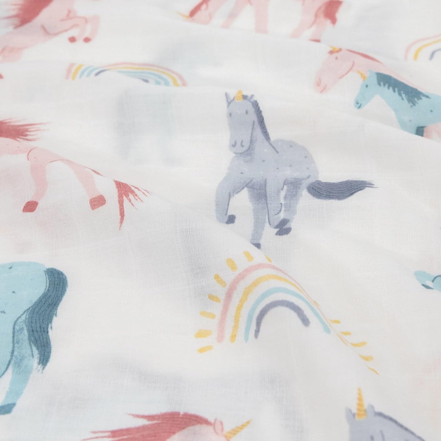 Little Unicorn Standard Pillowcase 2 Pack | Super Soft & Breathable Muslin Fabric | Snug Envelope Closure (Unicorns)