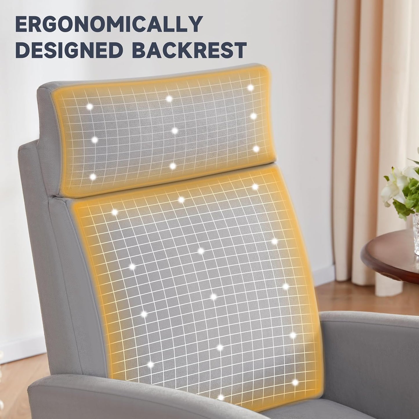 Nursery Rocking Chairs with High Back, Rocking Chair Nursery Chair with Foot Rest, Baby Nursery Glider Rocker, Nursing Chair, Glider Rocking Chair Accent Living Room (Linen Grey)