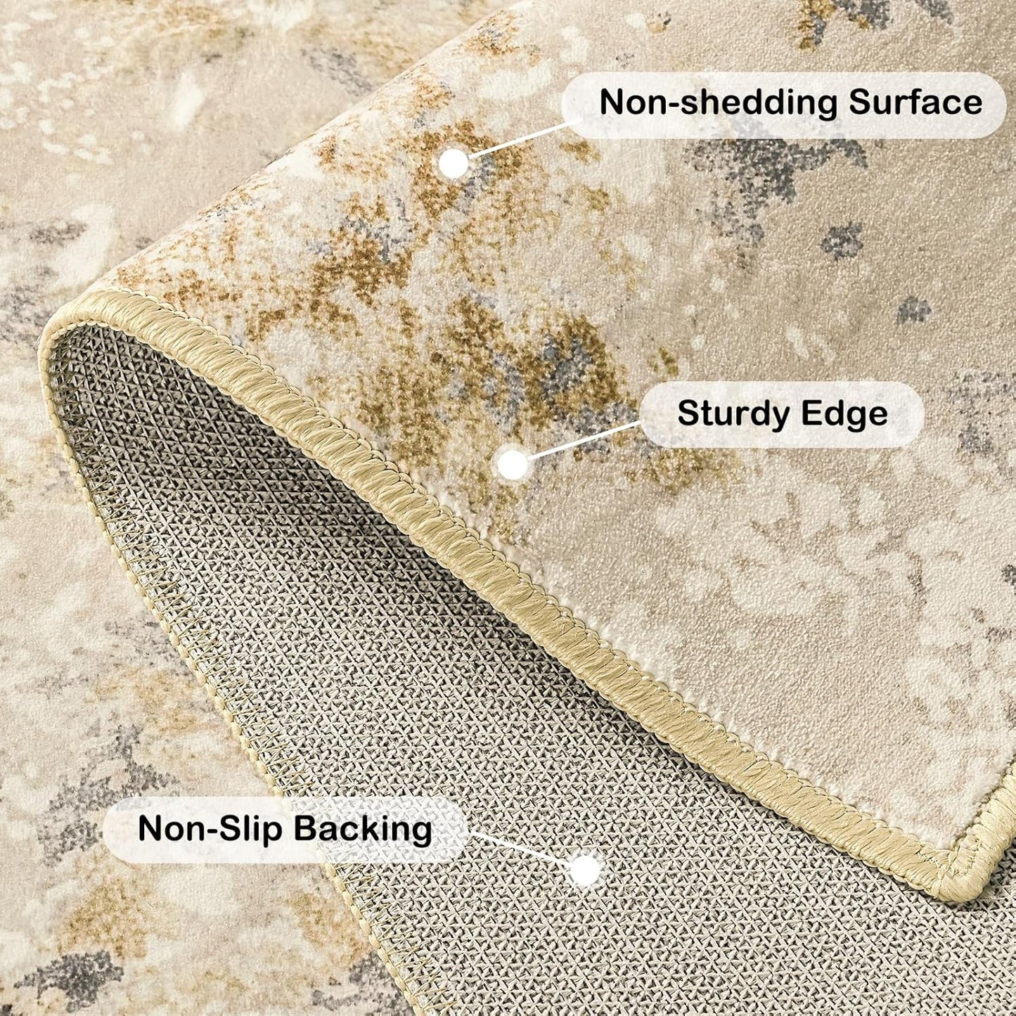 Kelarea 6x9 Rug for Living Room, Beige Washable Non-Slip Rugs, Modern Abstract Large Rugs Low Pile Soft Carpet for Bedroom, Kitchen, Dining Room, Classroom, Dorm, Nursery, Home Office