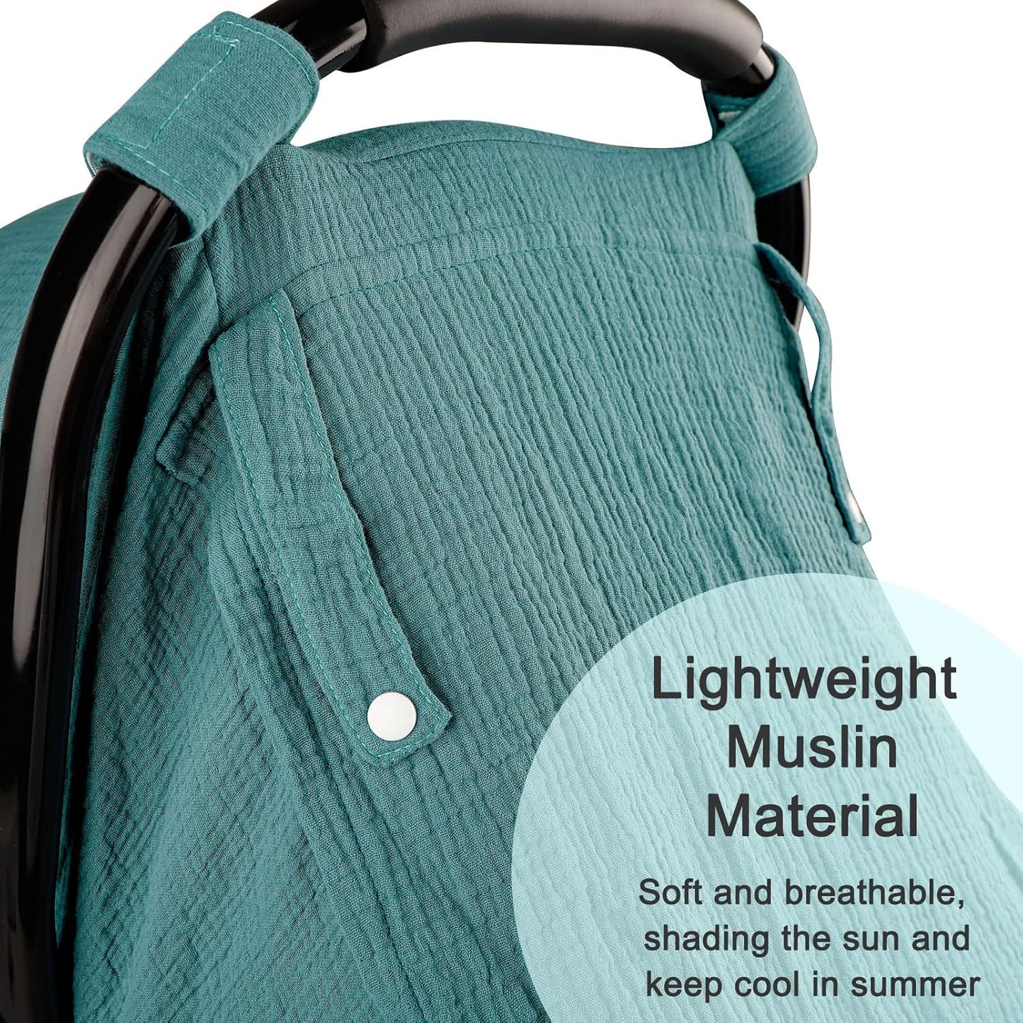 Muslin Car Seat Covers for Babies, Summer Baby Car Seat Cover for Boys Girls with Breathable Window, Lightweight Infant Car Seat Canopy, Blue