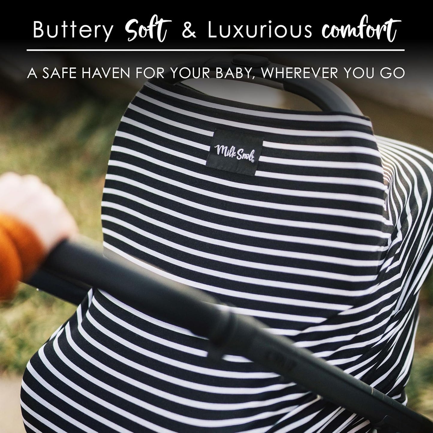 Milk Snob Original 5-in-1 Cover - Nursing Cover for Breastfeeding - Baby Car Seat Cover, Carseat Canopy & Stroller - Essential All-in-One Cover - Gift for Mom, Baby (Modern Stripe)