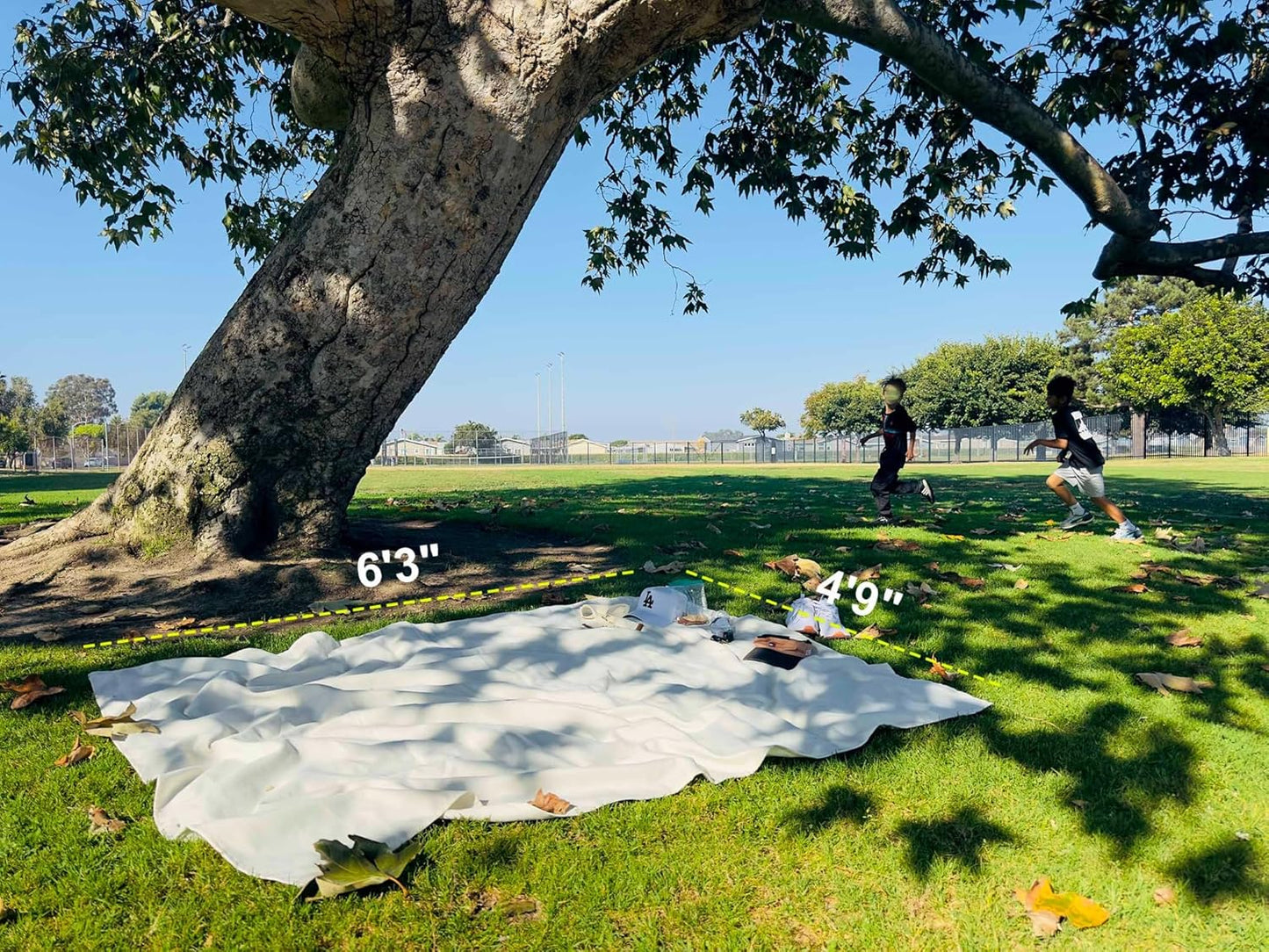 4’9” x 6’3” White Lightweight Water-Resistant Canvas Mat – Picnic, Outdoor, Beach, Park, Camping, Toy Mat