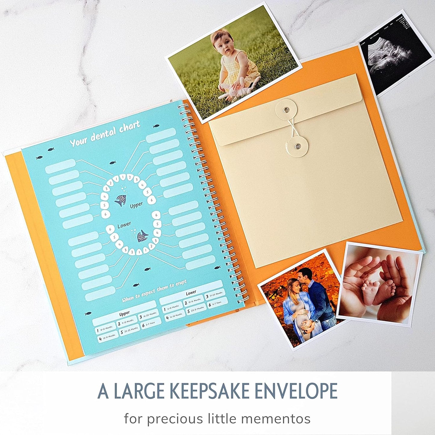 Baby Memory Book for Girl or Boy - First Year Unisex Ocean Keepsake to Log Newborn 1st Milestone - Gender Neutral Sea Photo Album Dairy - Nautical Themed Stuff Journal - Elegant New Parents Baby Gifts