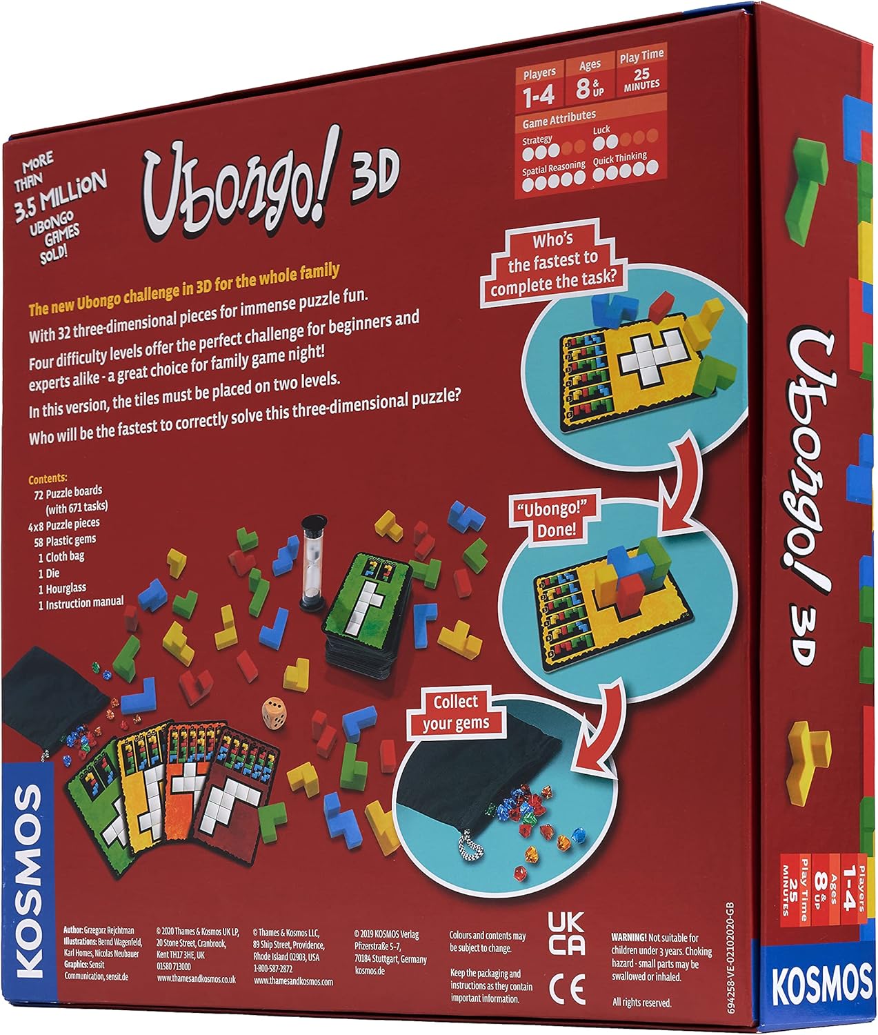 Ubongo 3D - a Kosmos Game | Geometric Puzzle Game with Three-Dimensional Blocks | Family Friendly Fun Game | Highly Re-Playable | Quality Components (Made in Germany) | 1 to 4 Players, Ages 8 and up