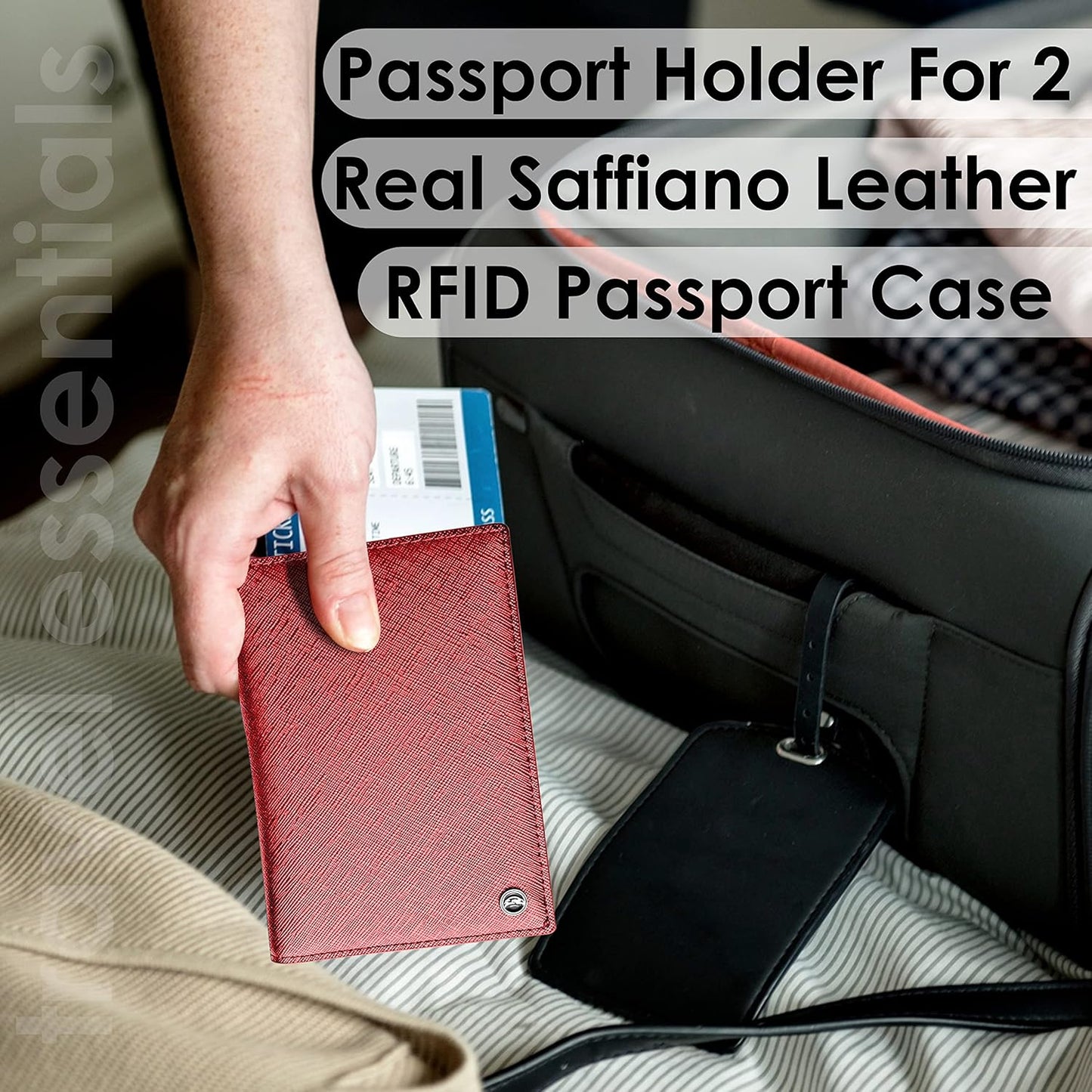 2 Passport Holder - Travel Essentials, RFID Blocking Wallet Credit Card Organiser, Plain Accessories Slim Cover For Men & Women