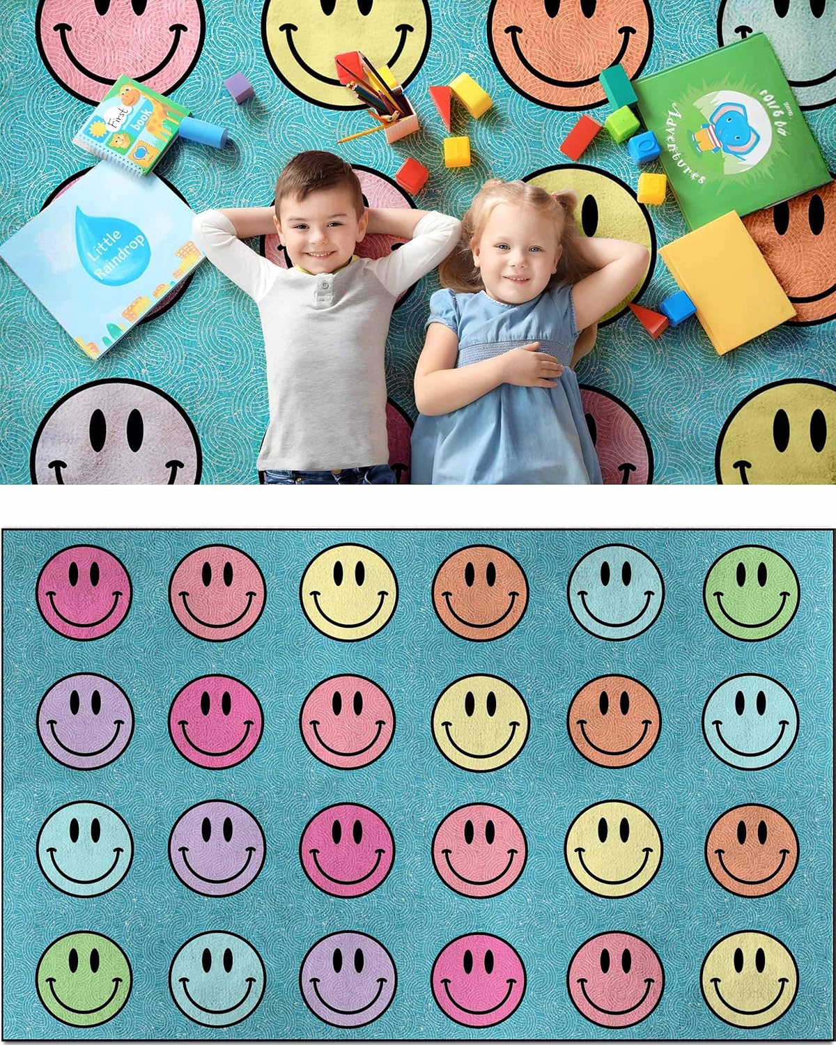 OLEEK Large Classroom Rug Elementary 8x10 - Classroom Rugs for Kids Room - Classroom Carpet Elementary - Kids playroom Rug 8 x 10 - Preschool Rugs for Classroom - Schoolgirl Style Classroom Decor