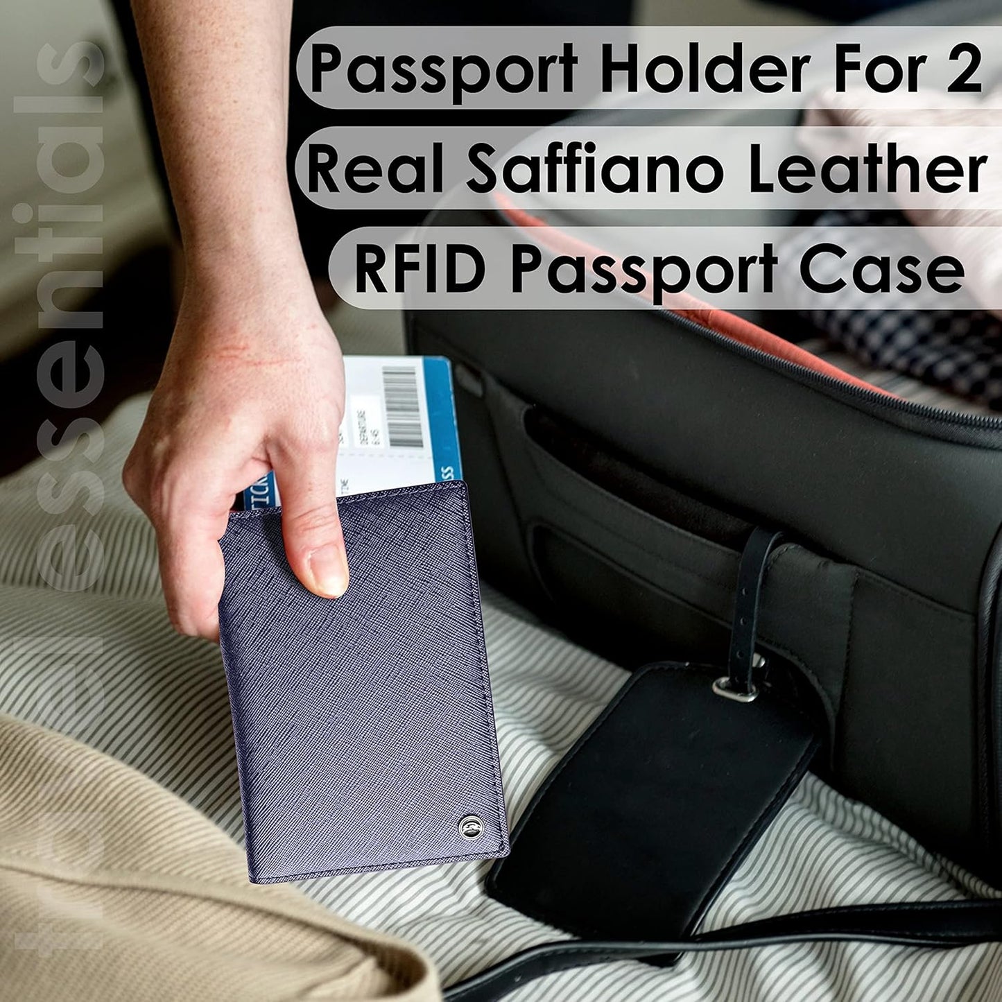 2 Passport Holder - Travel Essentials, RFID Blocking Wallet Credit Card Organiser, Plain Accessories Slim Cover For Men & Women