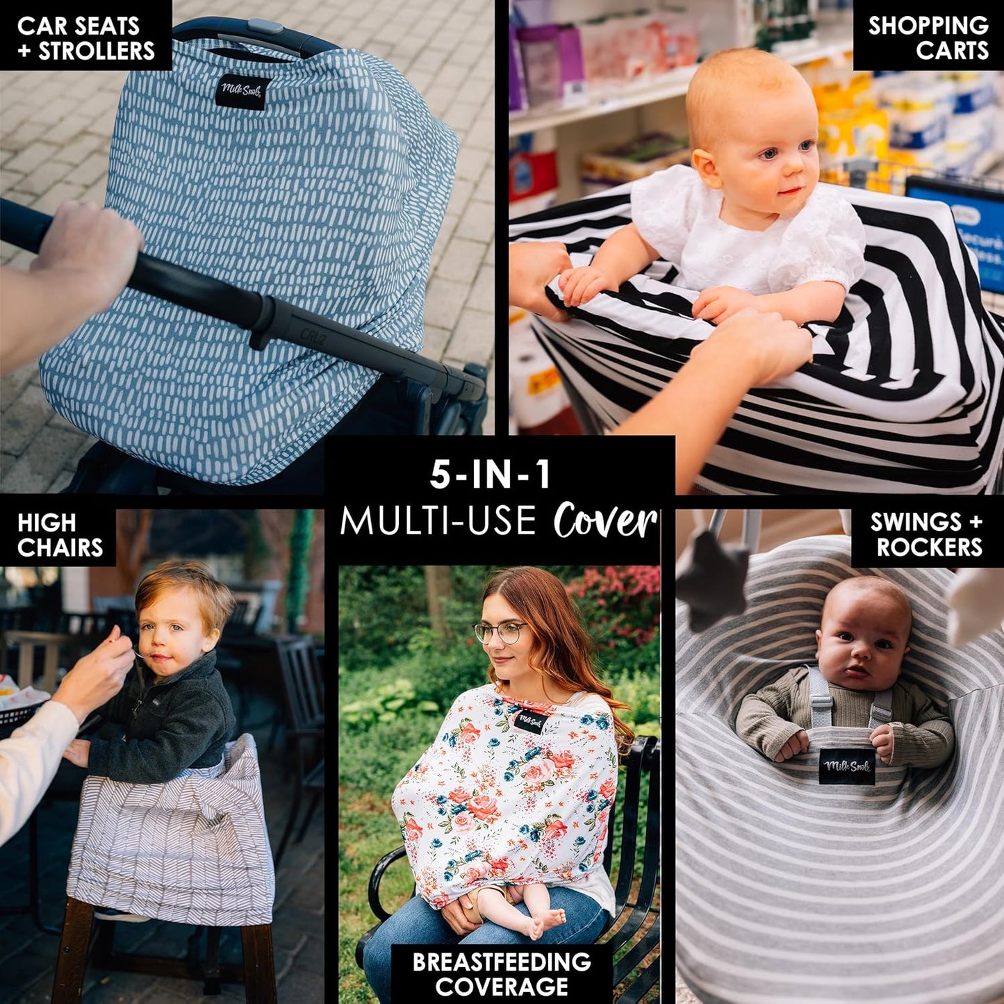 Milk Snob Original 5-in-1 Cover - Nursing Cover for Breastfeeding - Baby Carseat Canopy & Stroller - Essential All-in-One Design - Gift for Mom, Baby (Beck)