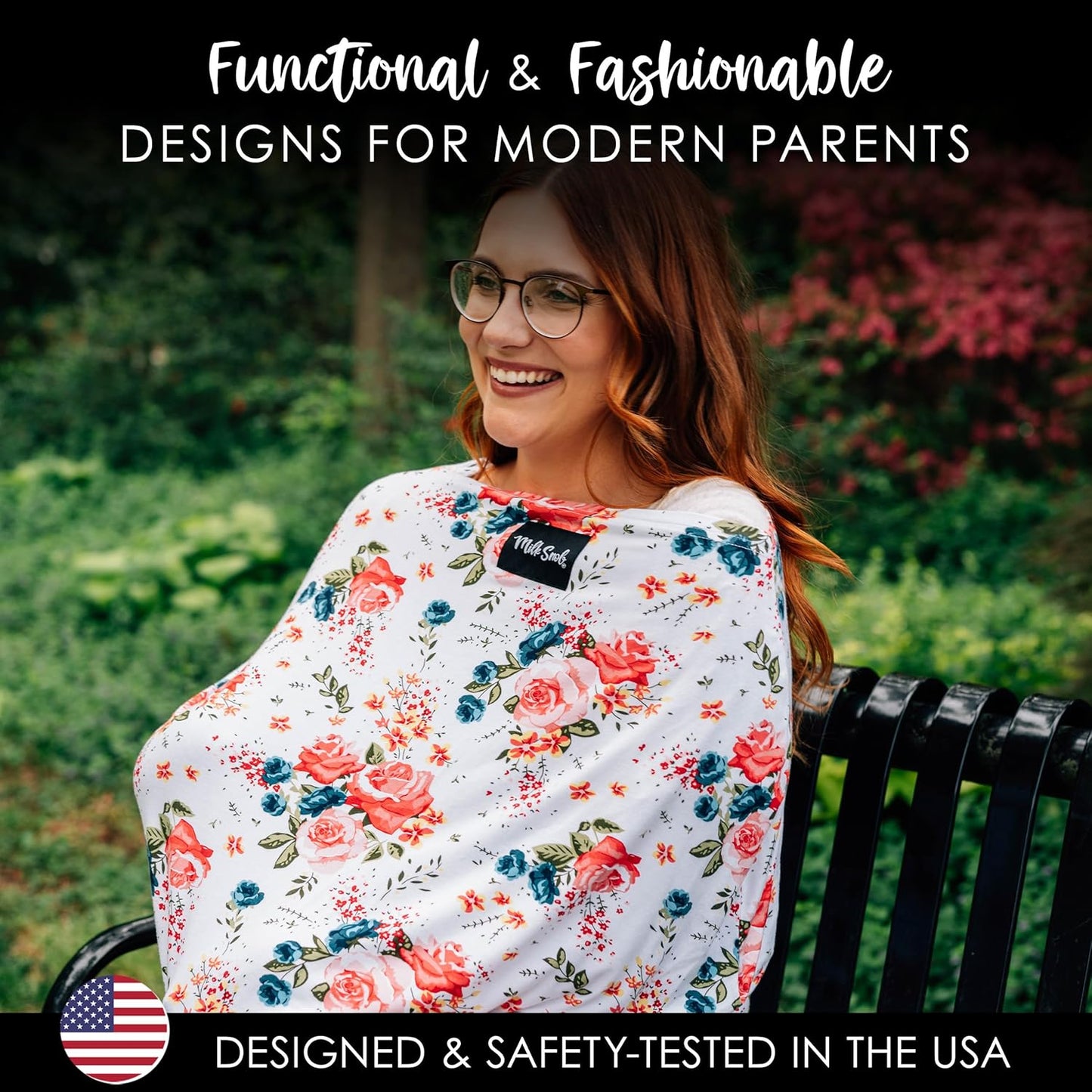 Milk Snob Original 5-in-1 Cover - Added Privacy for Breastfeeding, Baby Car Seat, Carrier, Stroller, High Chair, Shopping Cart, Lounger Canopy - Newborn Essentials, Nursing Top, French Floral