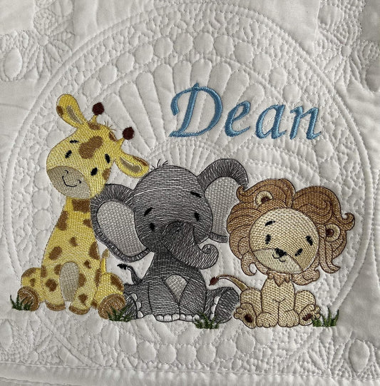 Personalized Baby Blanket Baby Quilt Monogrammed Blankets for Boys and Girls Embroidered Baby Gifts Animals